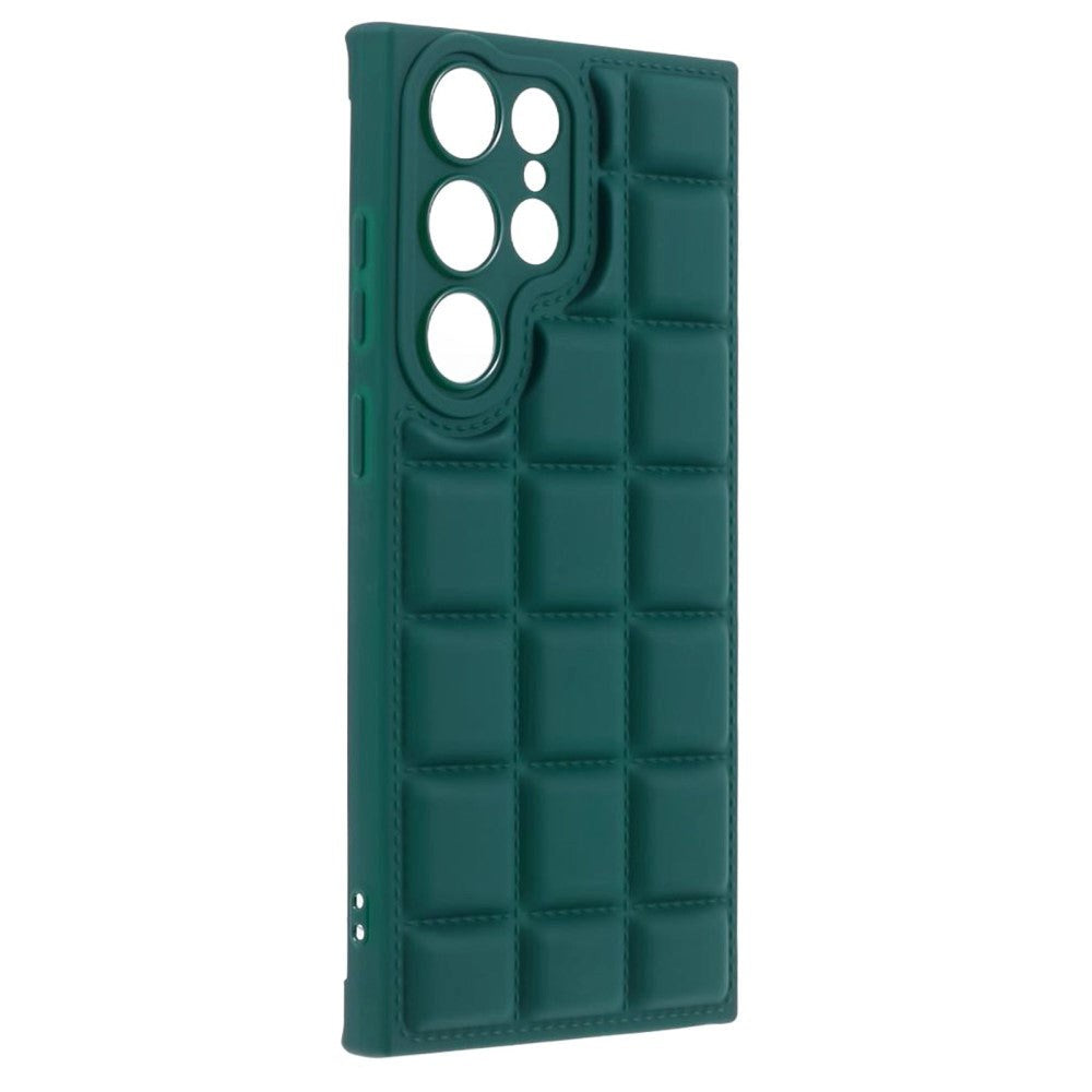 Samsung Galaxy S24 Ultra Fleksibelt Plastik Cover m. Jakke Tekstur - Grøn