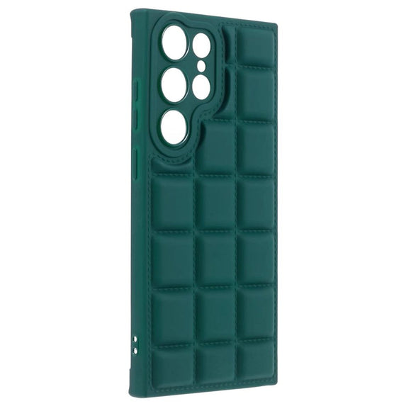 Samsung Galaxy S24 Ultra Fleksibelt Plastik Cover m. Jakke Tekstur - Grøn