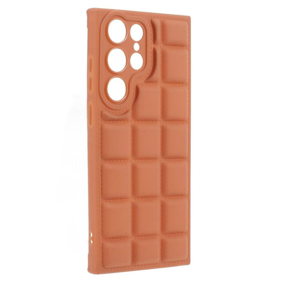 Samsung Galaxy S24 Ultra Fleksibelt Plastik Cover m. Jakke Tekstur - Brun