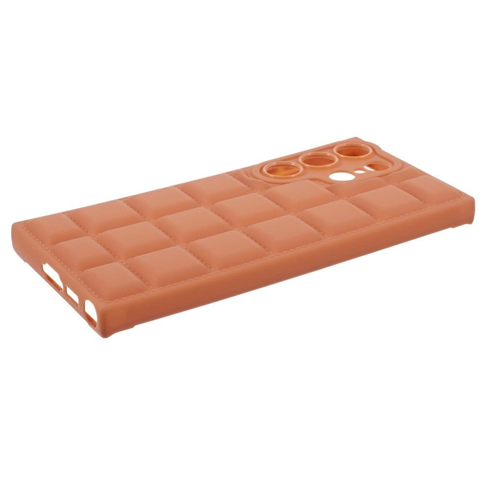 Samsung Galaxy S24 Ultra Fleksibelt Plastik Cover m. Jakke Tekstur - Brun