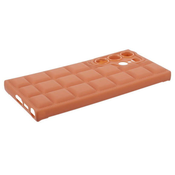 Samsung Galaxy S24 Ultra Fleksibelt Plastik Cover m. Jakke Tekstur - Brun