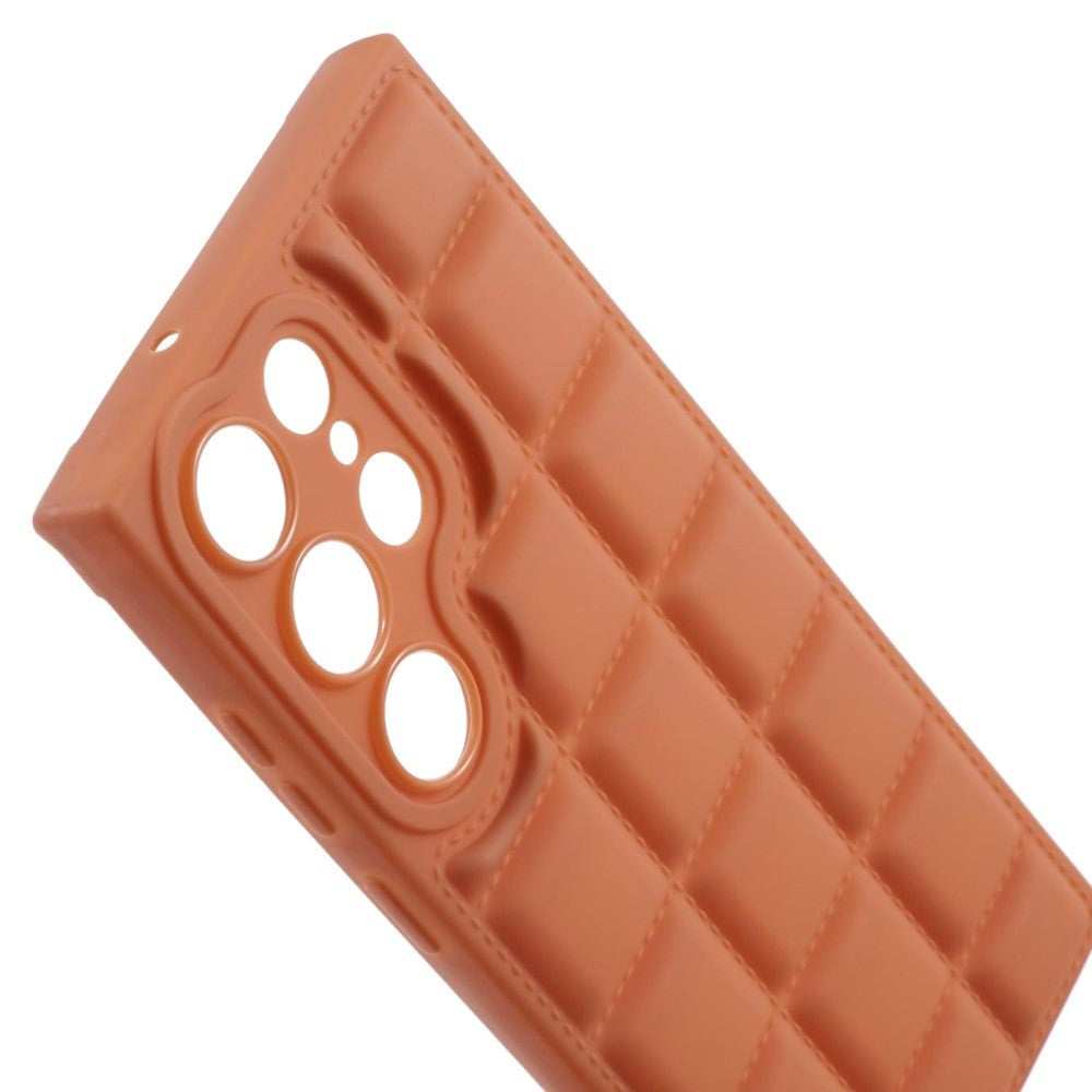 Samsung Galaxy S24 Ultra Fleksibelt Plastik Cover m. Jakke Tekstur - Brun