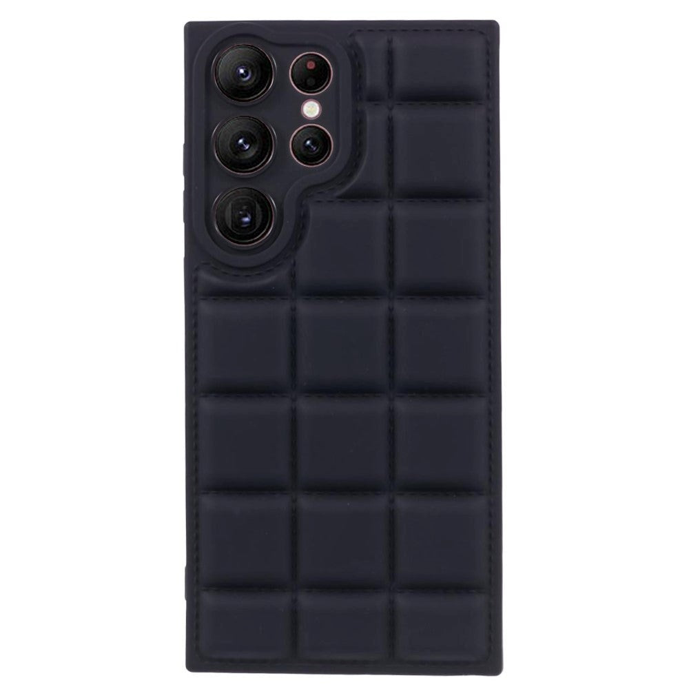 Samsung Galaxy S24 Ultra Fleksibelt Plastik Cover m. Jakke Tekstur - Sort
