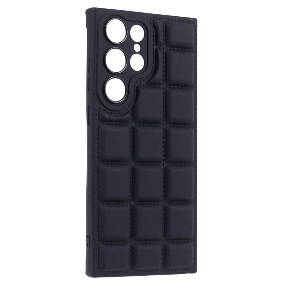 Samsung Galaxy S24 Ultra Fleksibelt Plastik Cover m. Jakke Tekstur - Sort