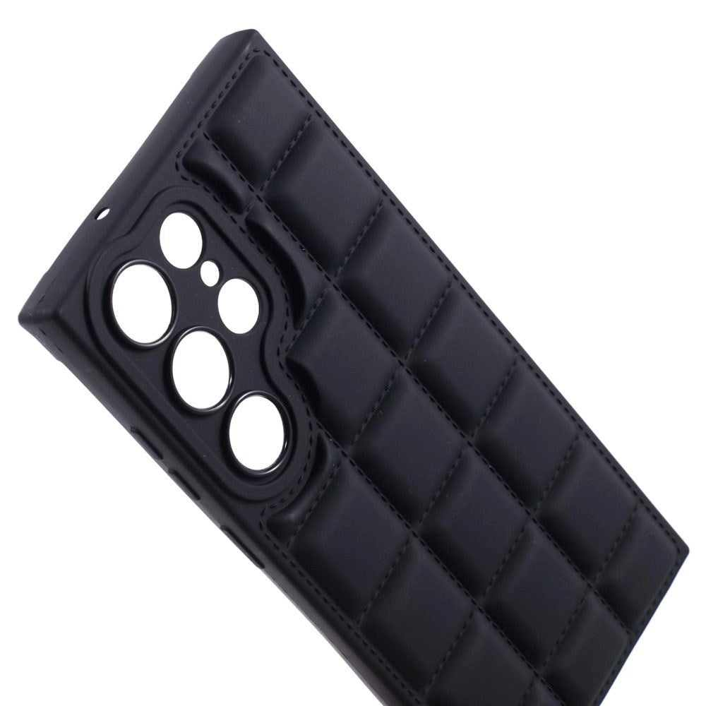 Samsung Galaxy S24 Ultra Fleksibelt Plastik Cover m. Jakke Tekstur - Sort