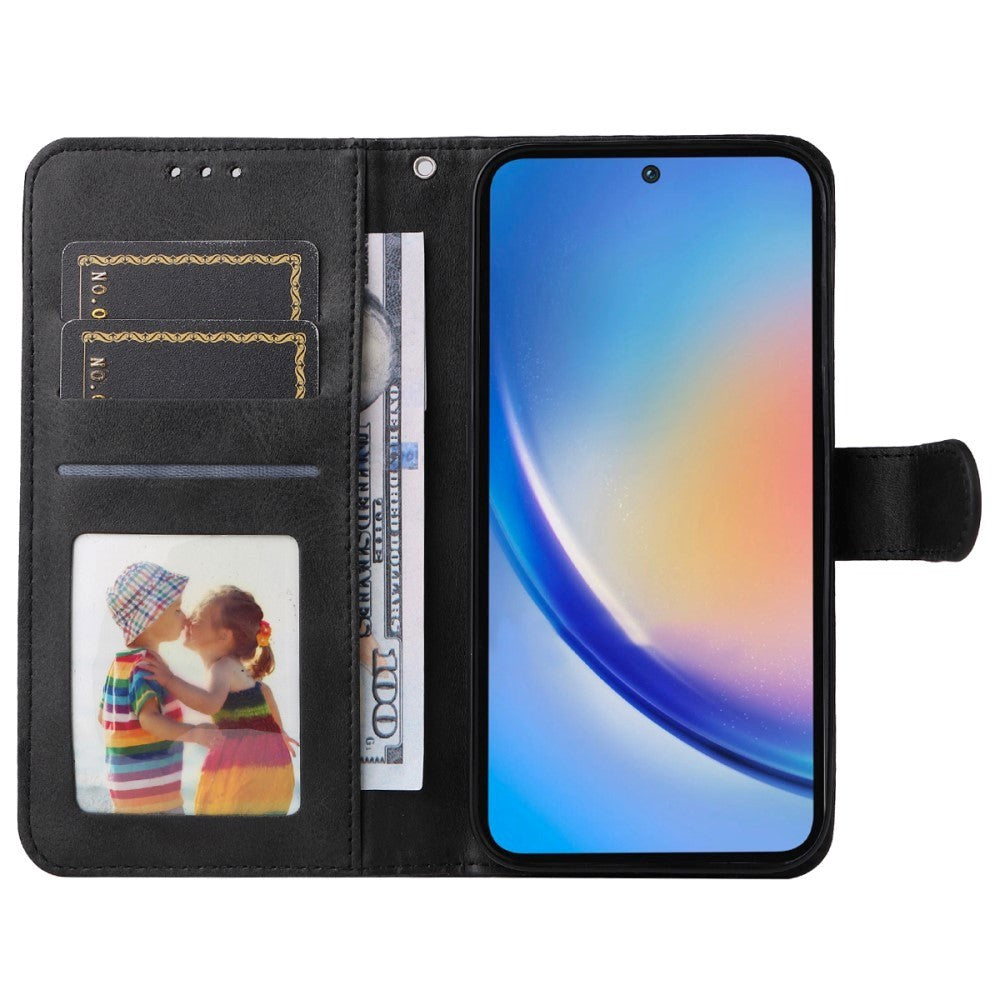 Samsung Galaxy A35 (5G) Kunstlæder Cover m. Pung og Strop - Sort