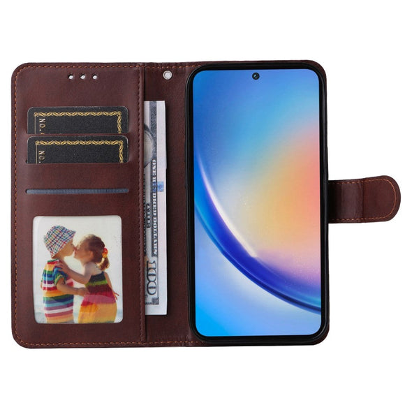 Samsung Galaxy A35 (5G) Kunstlæder Cover m. Pung og Strop - Brun