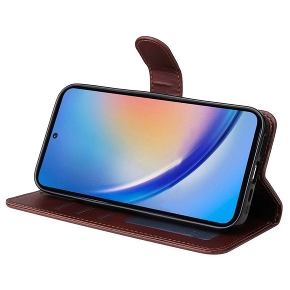 Samsung Galaxy A35 (5G) Kunstlæder Cover m. Pung og Strop - Brun