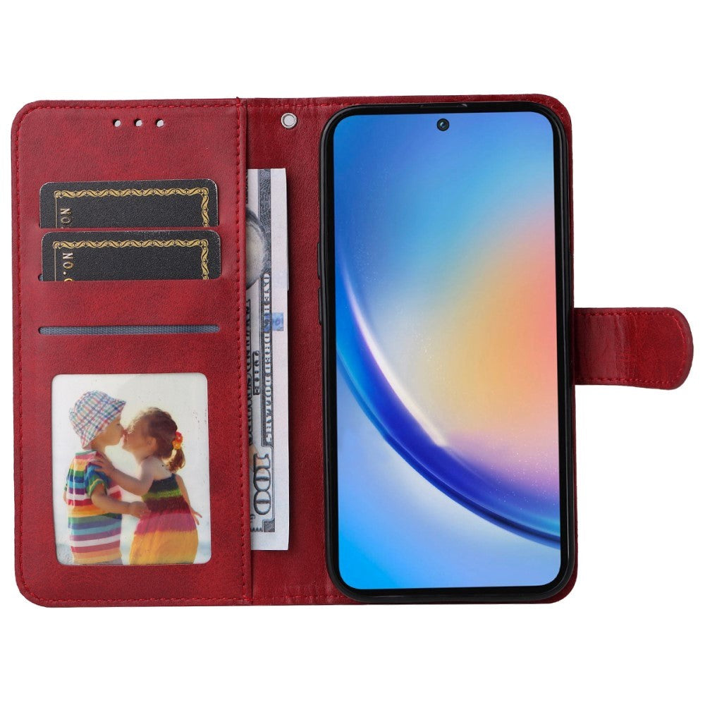 Samsung Galaxy A35 (5G) Kunstlæder Cover m. Pung og Strop - Rød