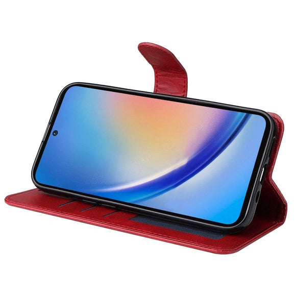 Samsung Galaxy A35 (5G) Kunstlæder Cover m. Pung og Strop - Rød