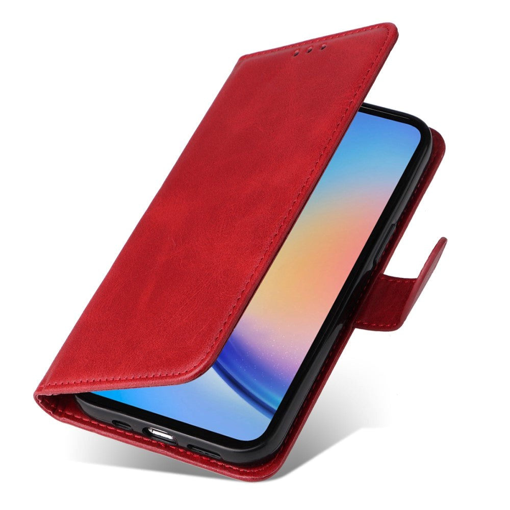 Samsung Galaxy A35 (5G) Kunstlæder Cover m. Pung og Strop - Rød
