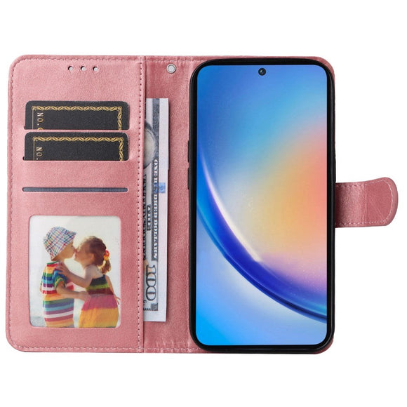 Samsung Galaxy A35 (5G) Kunstlæder Cover m. Pung og Strop - Pink