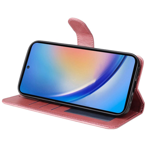 Samsung Galaxy A35 (5G) Kunstlæder Cover m. Pung og Strop - Pink