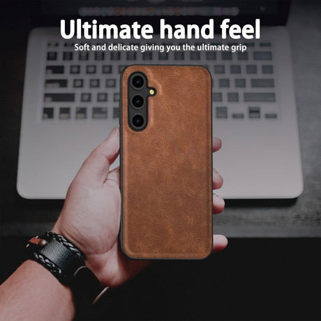 Samsung Galaxy A55 (5G) Læderbelagt Plastik Cover - Brun