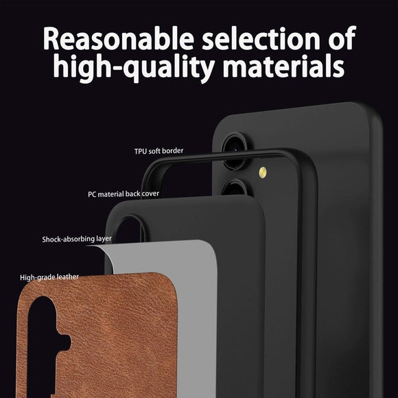 Samsung Galaxy A55 (5G) Læderbelagt Plastik Cover - Brun