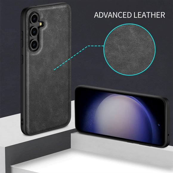 Samsung Galaxy A55 (5G) Læderbelagt Plastik Cover - Brun