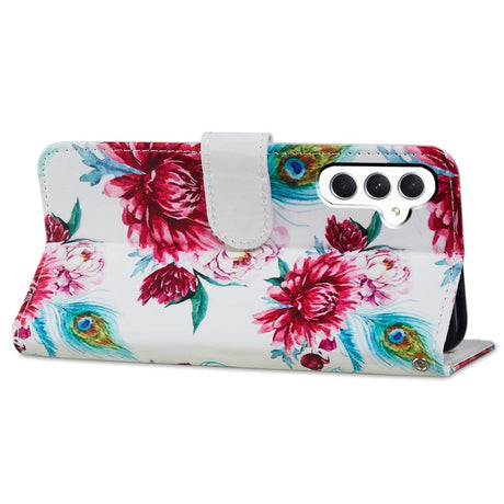 Samsung Galaxy A35 (5G) Læder Cover m. Pung og Strop - Påfugl / Blomster