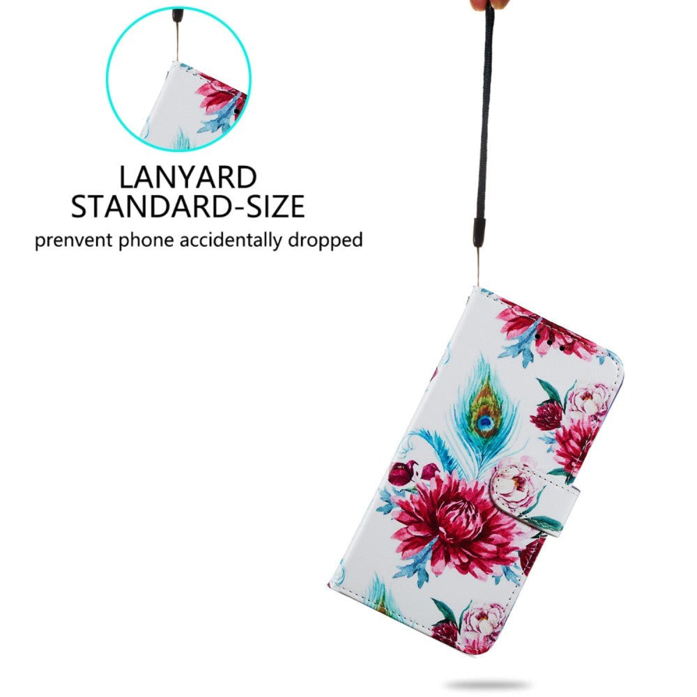 Samsung Galaxy A35 (5G) Læder Cover m. Pung og Strop - Påfugl / Blomster
