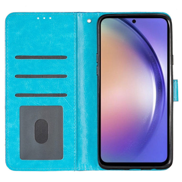 Samsung Galaxy A55 (5G) Læder Cover m. Pung & Strop - Glimmer - Blå