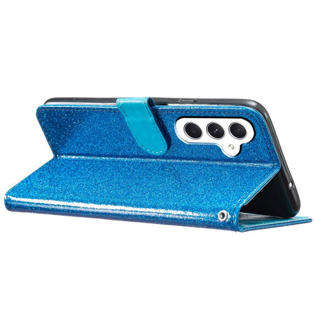 Samsung Galaxy A55 (5G) Læder Cover m. Pung & Strop - Glimmer - Blå