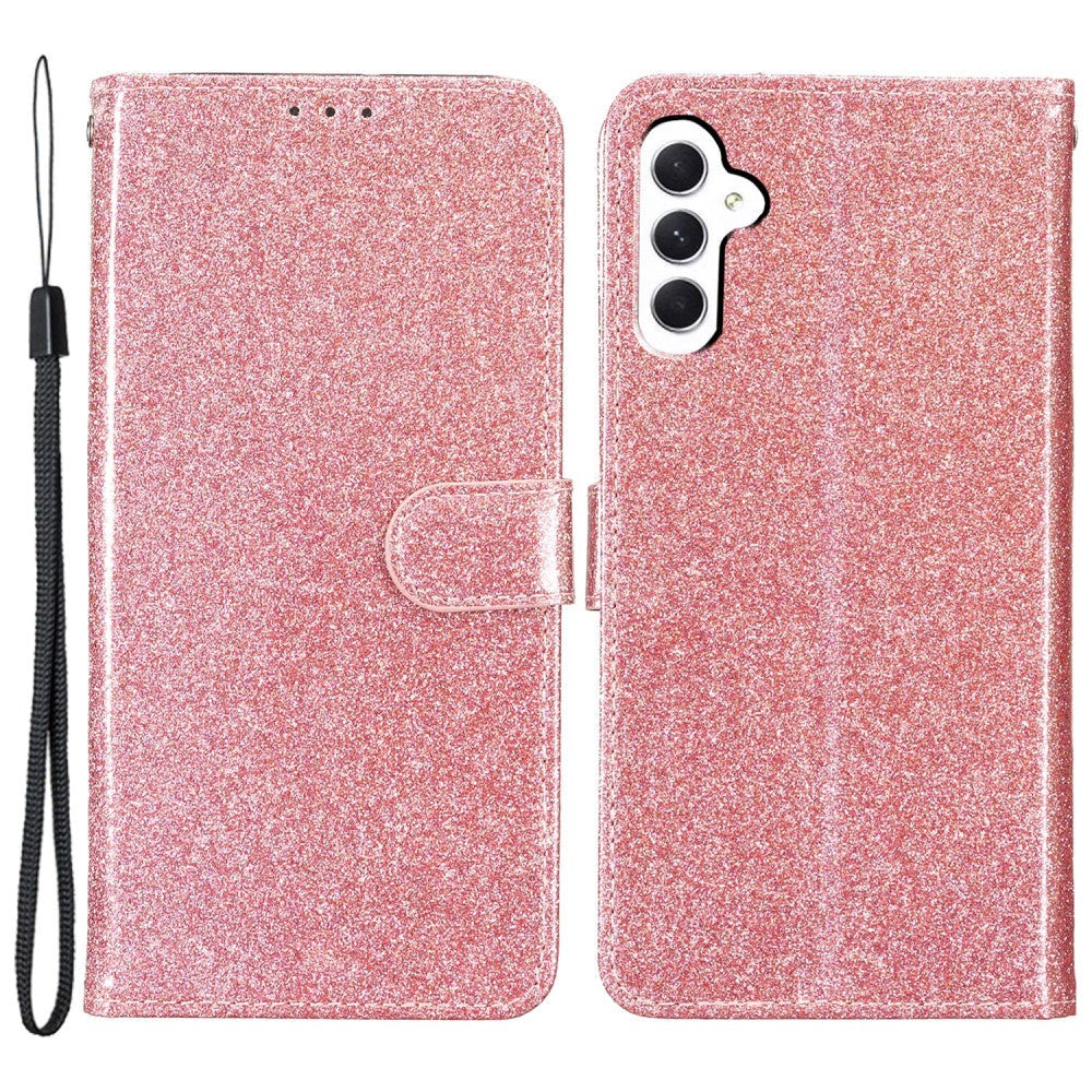 Samsung Galaxy A55 (5G) Læder Cover m. Pung & Strop - Glimmer - Rose Gold