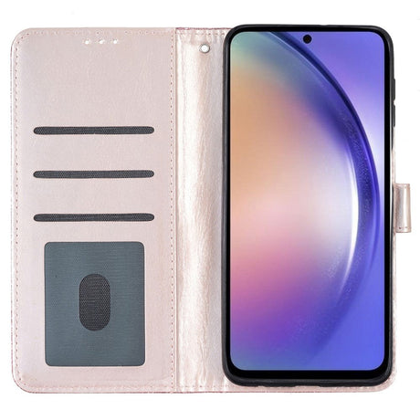 Samsung Galaxy A55 (5G) Læder Cover m. Pung & Strop - Glimmer - Rose Gold