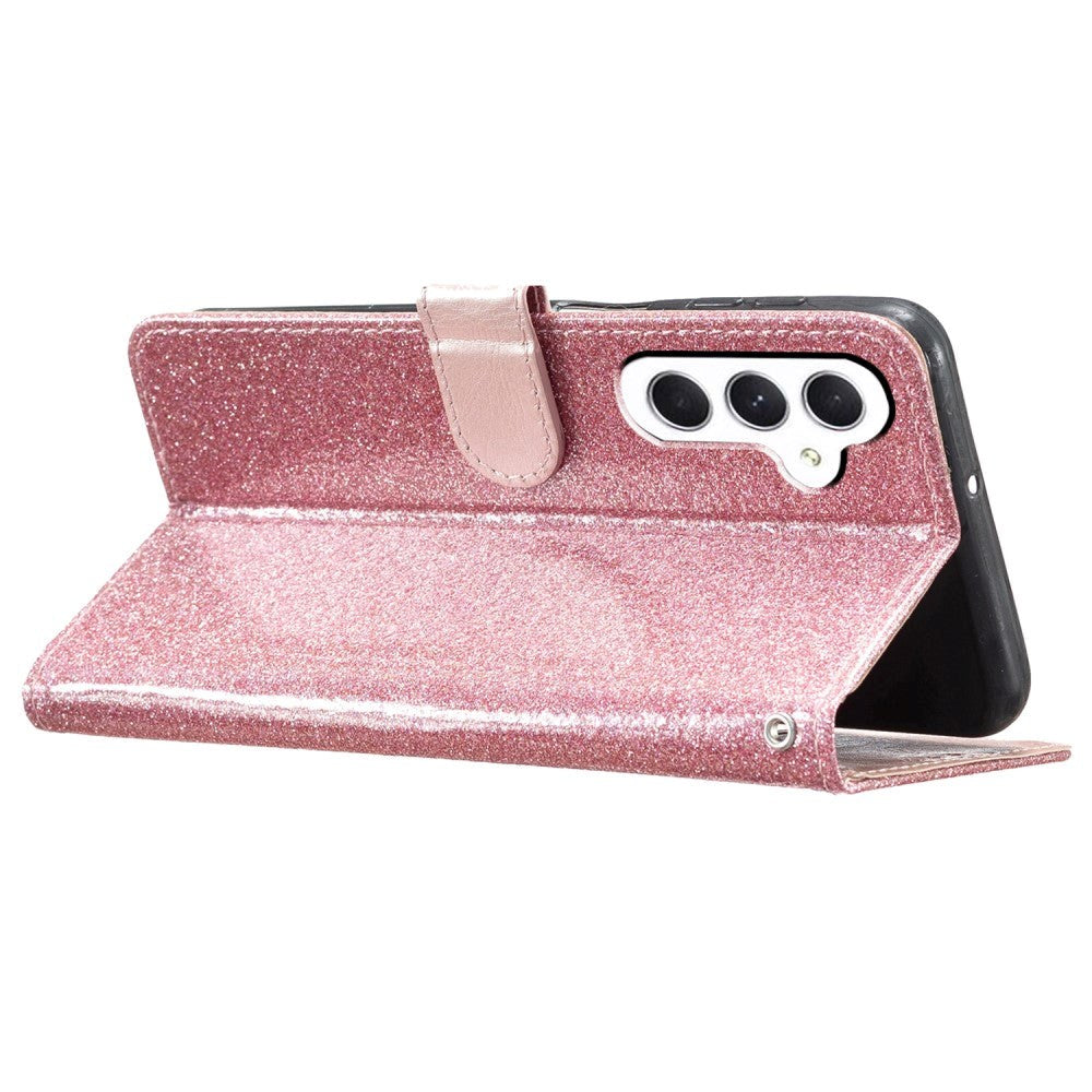 Samsung Galaxy A55 (5G) Læder Cover m. Pung & Strop - Glimmer - Rose Gold