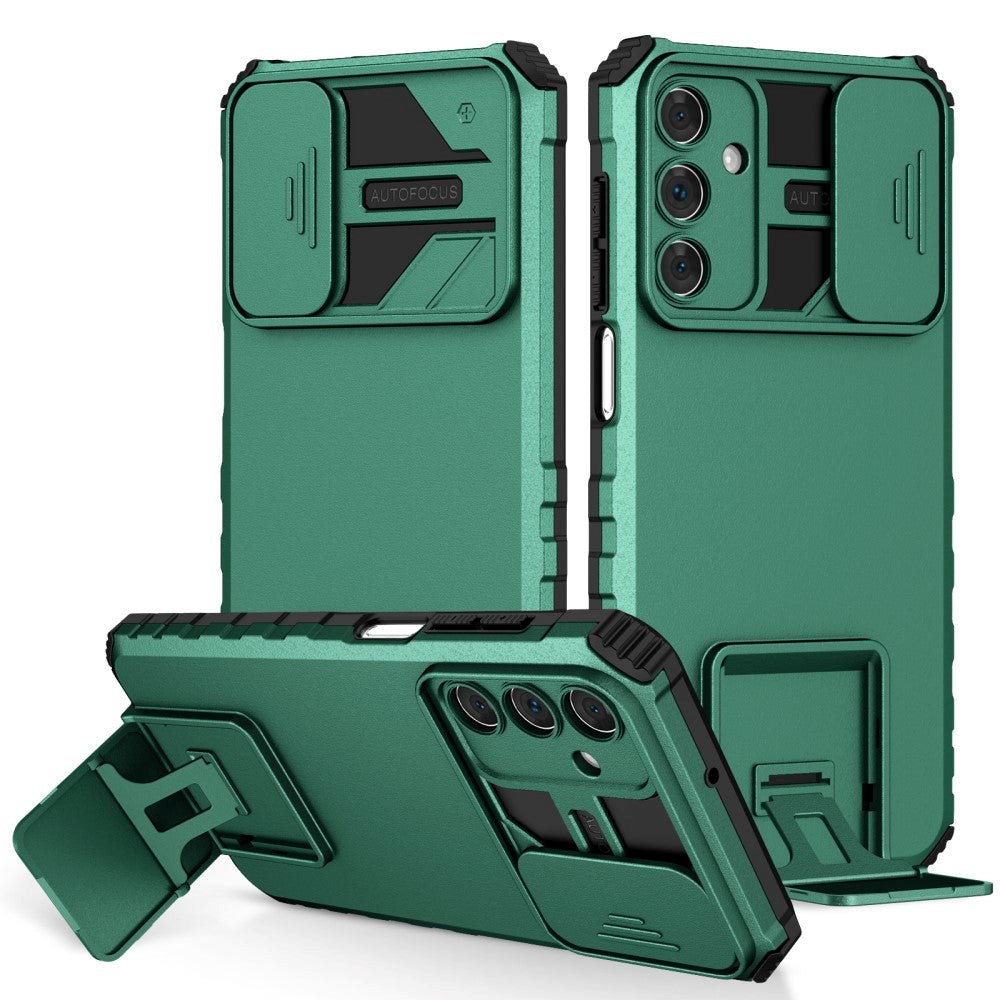 Samsung Galaxy A15 (5G) / A15 Håndværker Cover m. Kickstand & Cam Slider - Mørkegrøn