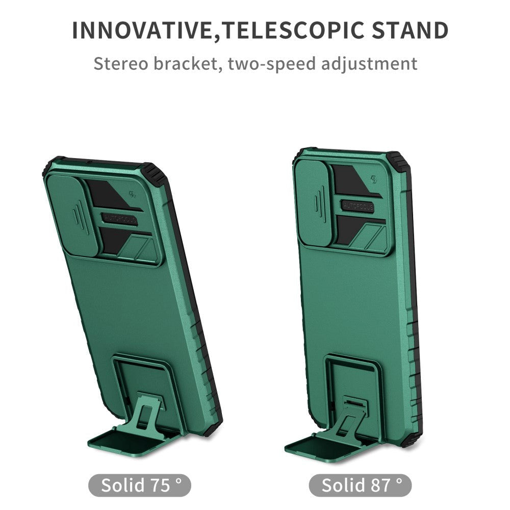 Samsung Galaxy A15 (5G) / A15 Håndværker Cover m. Kickstand & Cam Slider - Mørkegrøn