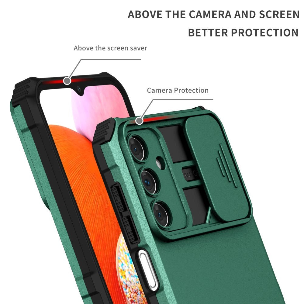 Samsung Galaxy A15 (5G) / A15 Håndværker Cover m. Kickstand & Cam Slider - Mørkegrøn