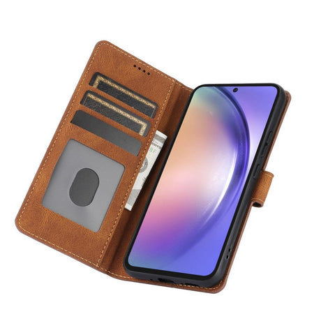 Samsung Galaxy A55 (5G) Læder Cover m. Pung og Strop - Brun