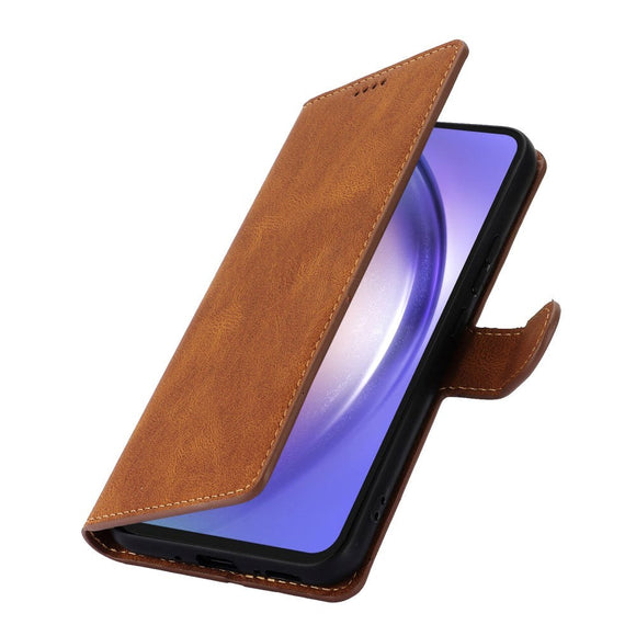 Samsung Galaxy A55 (5G) Læder Cover m. Pung og Strop - Brun