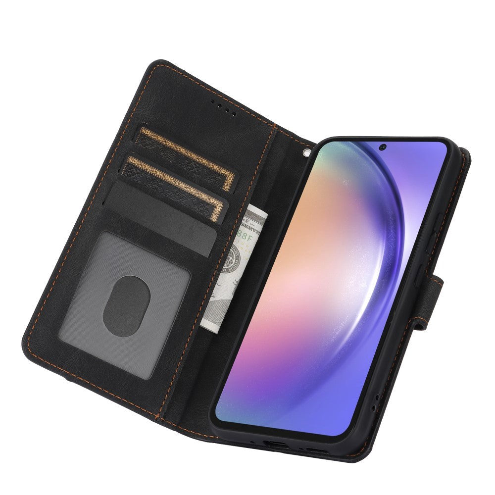 Samsung Galaxy A55 (5G) Læder Cover m. Pung og Strop - Sort