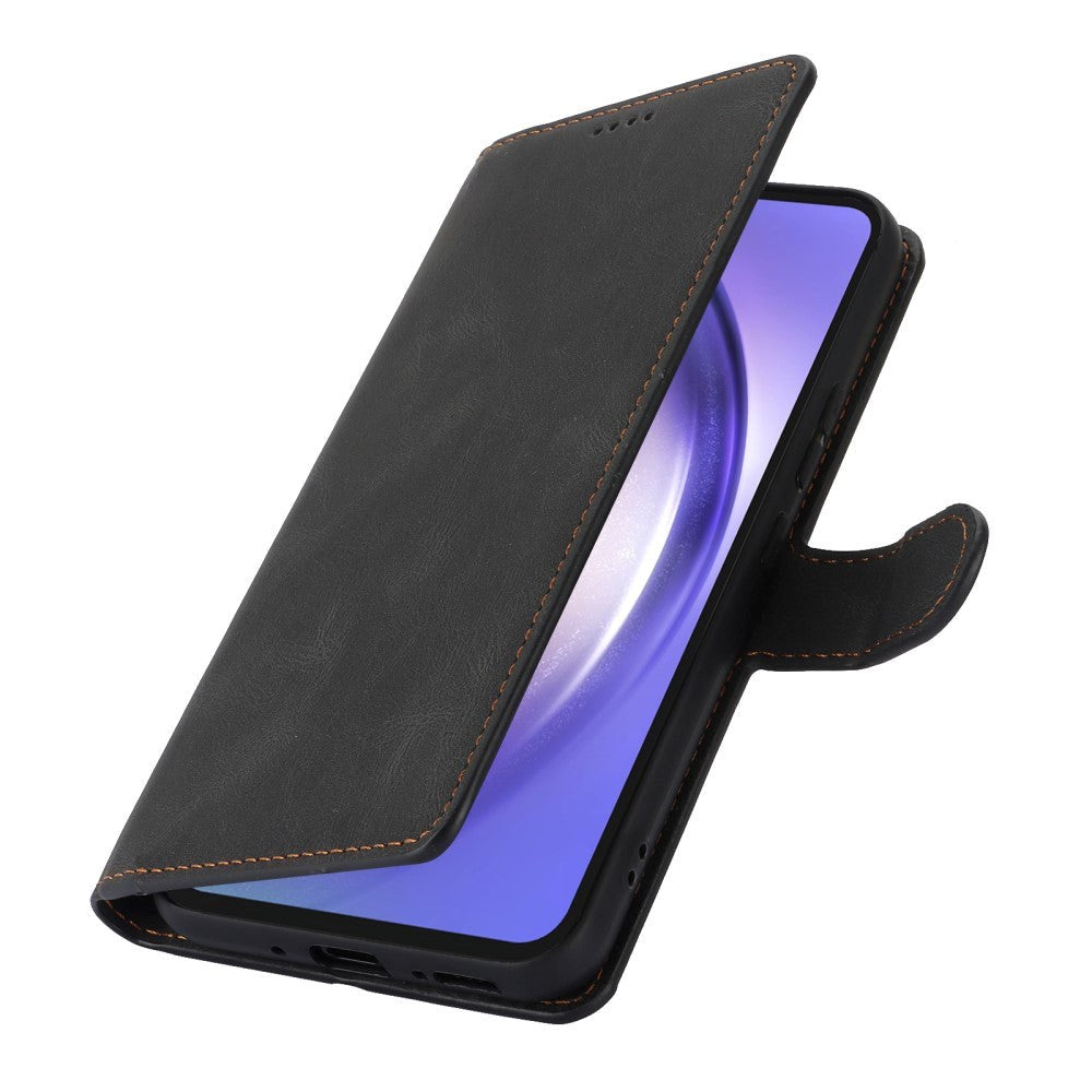Samsung Galaxy A55 (5G) Læder Cover m. Pung og Strop - Sort