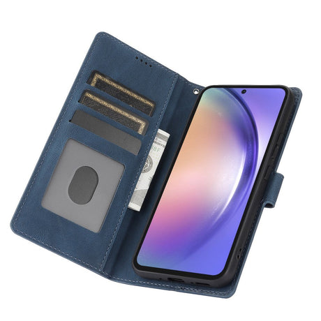 Samsung Galaxy A55 (5G) Læder Cover m. Pung og Strop - Blå
