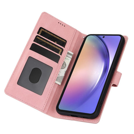 Samsung Galaxy A55 (5G) Læder Cover m. Pung og Strop - Pink