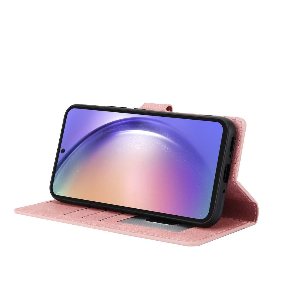 Samsung Galaxy A55 (5G) Læder Cover m. Pung og Strop - Pink