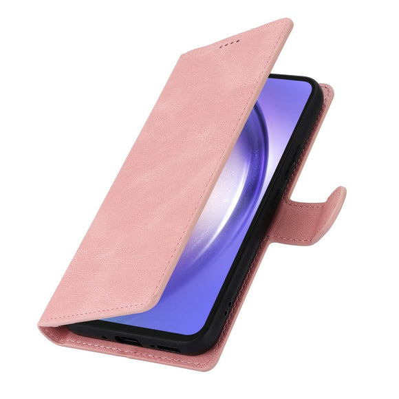 Samsung Galaxy A55 (5G) Læder Cover m. Pung og Strop - Pink