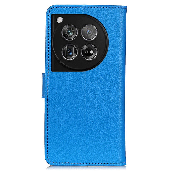 OnePlus 12 Litchi Læder Cover m. Pung - Blå
