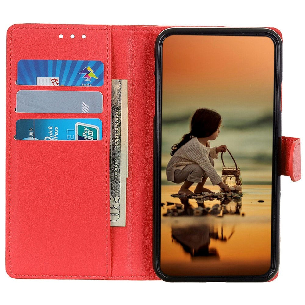 OnePlus 12 Litchi Læder Cover m. Pung - Rød