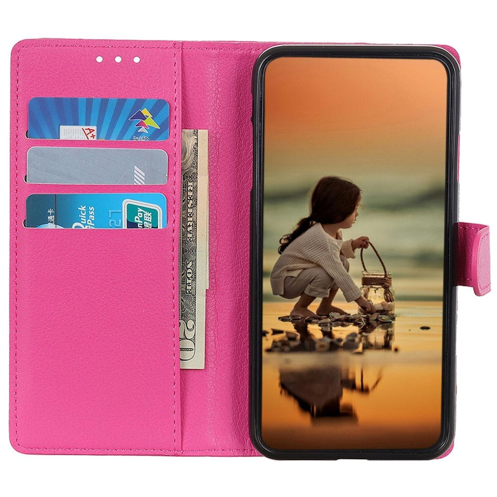 OnePlus 12 Litchi Læder Cover m. Pung - Pink