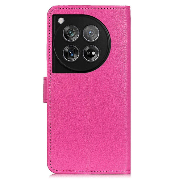 OnePlus 12 Litchi Læder Cover m. Pung - Pink