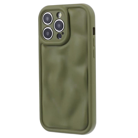 iPhone 15 Pro Fleksibelt Plastik Cover m. Bølget Design V2 - Mat Grøn
