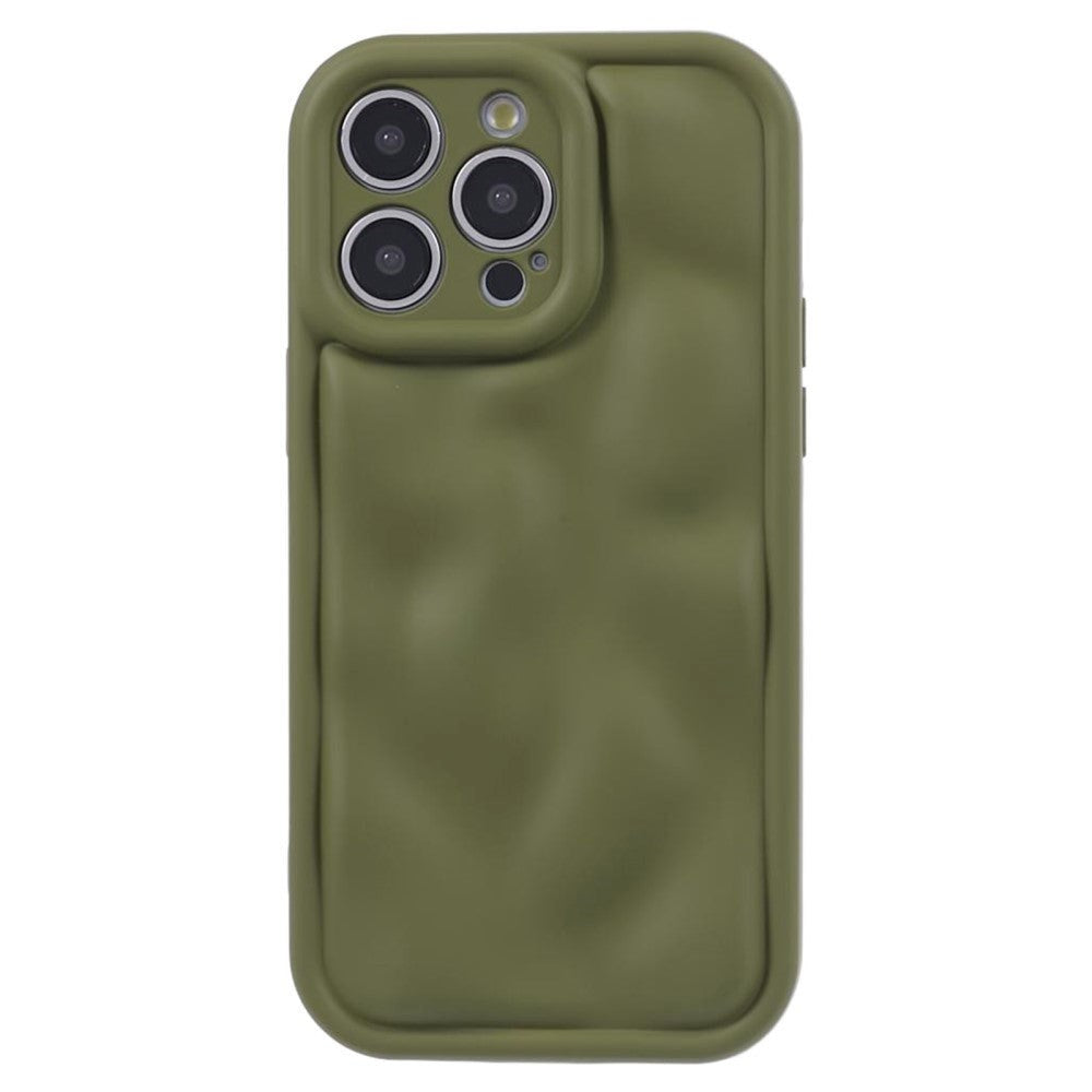 iPhone 15 Pro Fleksibelt Plastik Cover m. Bølget Design V2 - Mat Grøn