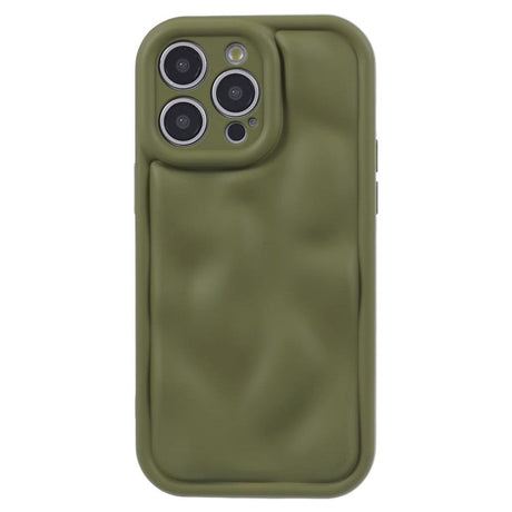 iPhone 15 Pro Fleksibelt Plastik Cover m. Bølget Design V2 - Mat Grøn