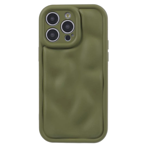 iPhone 15 Pro Fleksibelt Plastik Cover m. Bølget Design V2 - Mat Grøn