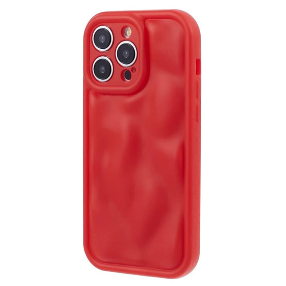 iPhone 15 Pro Fleksibelt Plastik Cover m. Bølget Design V2 - Mat Rød