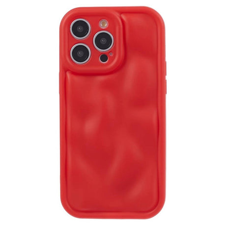 iPhone 15 Pro Fleksibelt Plastik Cover m. Bølget Design V2 - Mat Rød