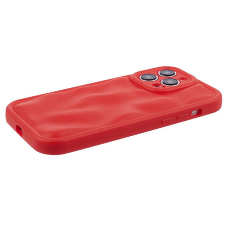 iPhone 15 Pro Fleksibelt Plastik Cover m. Bølget Design V2 - Mat Rød