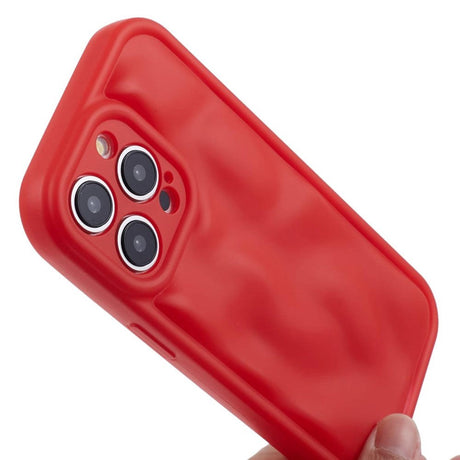 iPhone 15 Pro Fleksibelt Plastik Cover m. Bølget Design V2 - Mat Rød